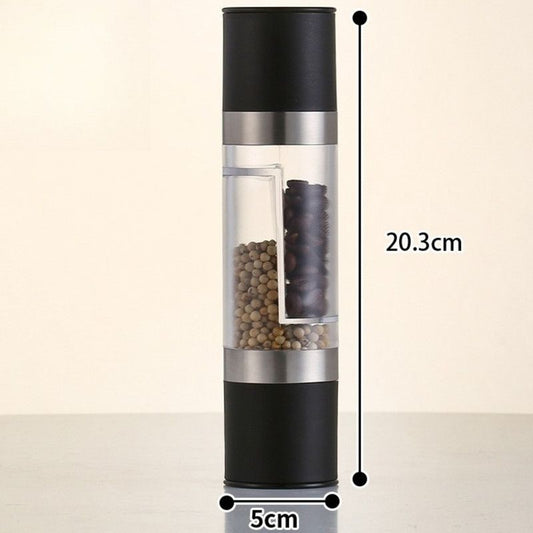 Double-Head Manual Spice Grinder, 2-in-1 Pepper & Sea Salt Mill, Adjustable Coarseness Seasoning Crusher—Black Kemu |Fashion Home Kitchen Beauty