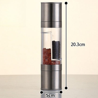 Double-Head Manual Spice Grinder, 2-in-1 Pepper & Sea Salt Mill, Adjustable Coarseness Seasoning Crusher—Silver Kemu |Fashion Home Kitchen Beauty
