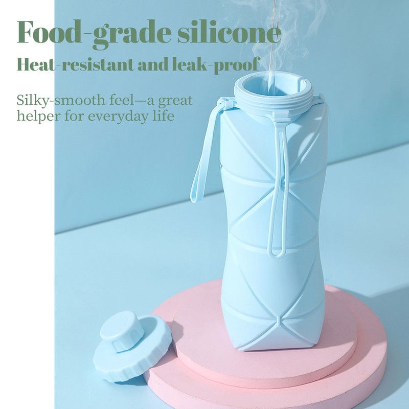800ml Large-Capacity Food-Grade Silicone Folding Water Cup, Portable Outdoor High-Temperature Resistant Water Bottle, Travel and Camping Compressible Water Bottle, Travel Water Cup - Gray
