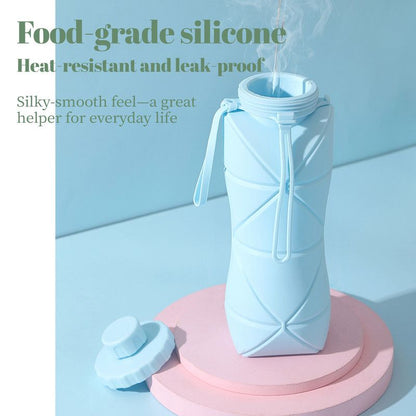 800ml Large-Capacity Food-Grade Silicone Folding Water Cup, Portable Outdoor High-Temperature Resistant Water Bottle, Travel and Camping Compressible Water Bottle, Travel Water Cup - Green