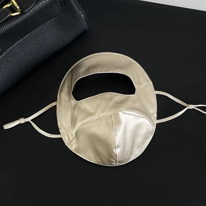 Mulberry Silk Sun Protection Face Mask – UV Blocking Breathable Dust Mask for Outdoor Cycling (Short Style, Gold)