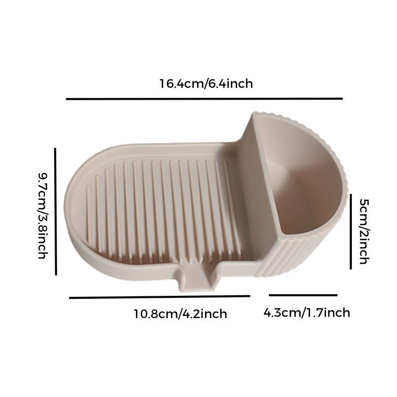 Silicone Soap Dish – Universal Non-Slip Soap Holder Tray for Handmade Soap – Khaki