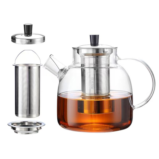 1500ml Glass Teapot with Removable Infuser, Stovetop Safe Large Tea Pot, Blooming and Loose Leaf Hand Crafted Kettle for Women and Adult with Stainless Infuser Kemu |Fashion Home Kitchen Beauty
