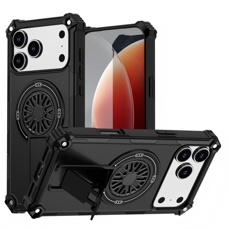 Armor Heavy Duty Magnetic Rotating Ring Kickstand Phone Case For iPhone 13 Pro, Anti-Drop Protective Cover In Black Kemu |Fashion Home Kitchen Beauty