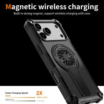 Armor Heavy Duty Magnetic Rotating Ring Kickstand Phone Case For iPhone 13 Pro, Anti-Drop Protective Cover In Black Kemu |Fashion Home Kitchen Beauty