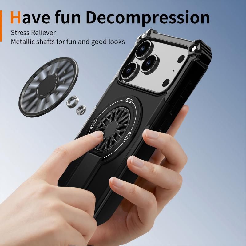 Armor Heavy Duty Magnetic Rotating Ring Kickstand Phone Case For iPhone 13 Pro, Anti-Drop Protective Cover In Black Kemu |Fashion Home Kitchen Beauty