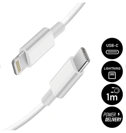 20W USB-C Fast Charger with 1m Lightning Cable - White, Compatible with iPhone 11/12/13/14/X