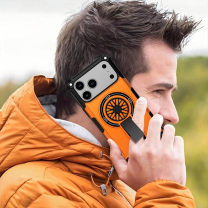 Armor Heavy Duty Magnetic Rotating Ring Kickstand Phone Case For iPhone 13 Pro, Anti-Drop Protective Cover In Orange Kemu |Fashion Home Kitchen Beauty
