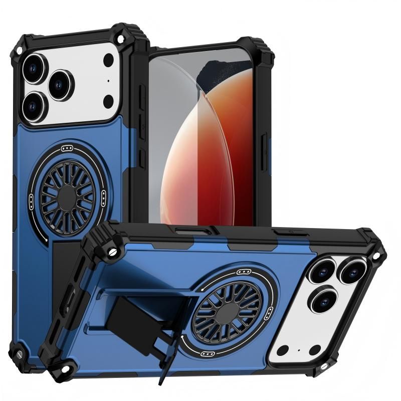 Armor Heavy Duty Magnetic Rotating Ring Kickstand Phone Case For iPhone 13 Pro, Anti-Drop Protective Cover In Blue Kemu |Fashion Home Kitchen Beauty