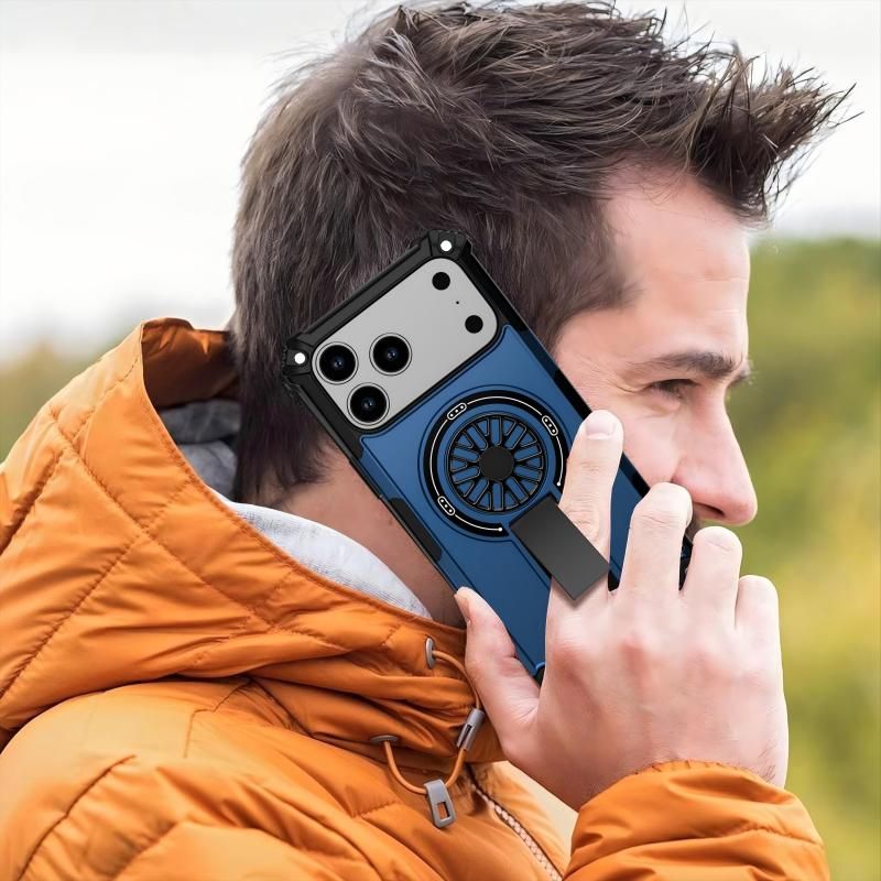 Armor Heavy Duty Magnetic Rotating Ring Kickstand Phone Case For iPhone 13 Pro, Anti-Drop Protective Cover In Blue Kemu |Fashion Home Kitchen Beauty