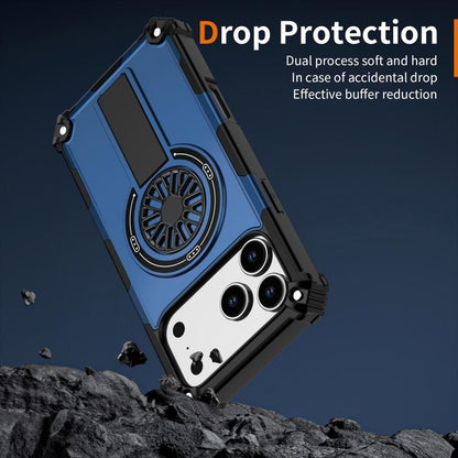 Armor Heavy Duty Magnetic Rotating Ring Kickstand Phone Case For iPhone 13 Pro, Anti-Drop Protective Cover In Blue Kemu |Fashion Home Kitchen Beauty