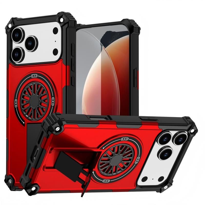 Armor Heavy Duty Magnetic Rotating Ring Kickstand Phone Case For iPhone 15 Plus, Anti-Drop Protective Cover In Red Kemu |Fashion Home Kitchen Beauty