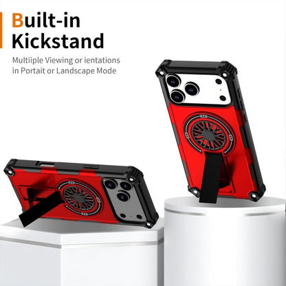 Armor Heavy Duty Magnetic Rotating Ring Kickstand Phone Case For iPhone 15 Plus, Anti-Drop Protective Cover In Red Kemu |Fashion Home Kitchen Beauty