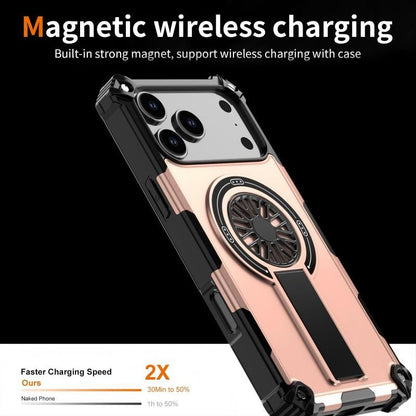 Armor Heavy Duty Magnetic Rotating Ring Kickstand Phone Case For iPhone 15, Anti-Drop Protective Cover In RoseGold Kemu |Fashion Home Kitchen Beauty