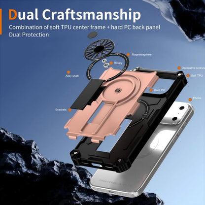 Armor Heavy Duty Magnetic Rotating Ring Kickstand Phone Case For iPhone 15, Anti-Drop Protective Cover In RoseGold Kemu |Fashion Home Kitchen Beauty