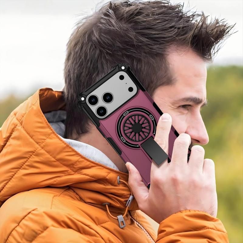 Armor Heavy Duty Magnetic Rotating Ring Kickstand Phone Case For iPhone 13 Pro Max, Anti-Drop Protective Cover In Purple Kemu |Fashion Home Kitchen Beauty
