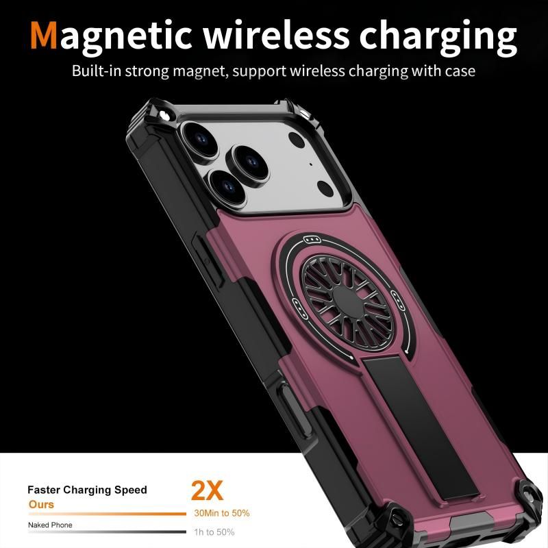 Armor Heavy Duty Magnetic Rotating Ring Kickstand Phone Case For iPhone 13 Pro, Anti-Drop Protective Cover In Purple Kemu |Fashion Home Kitchen Beauty