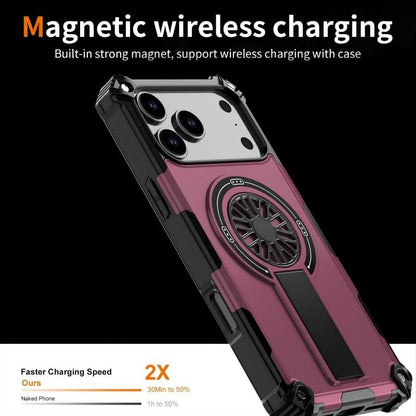 Armor Heavy Duty Magnetic Rotating Ring Kickstand Phone Case For iPhone 13 Pro, Anti-Drop Protective Cover In Purple Kemu |Fashion Home Kitchen Beauty