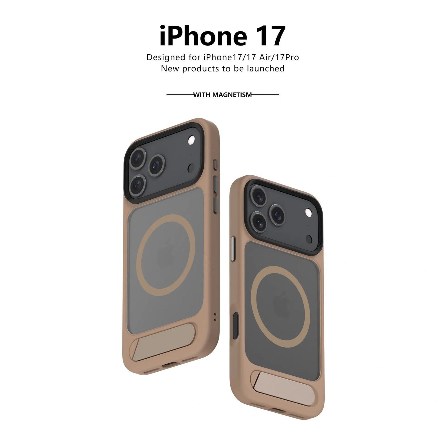 MagSafe Case for iPhone 17 - Brown Matte Shockproof Cover with Hidden Kickstand Kemu |Fashion Home Kitchen Beauty