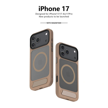 MagSafe Case for iPhone 17 - Brown Matte Shockproof Cover with Hidden Kickstand Kemu |Fashion Home Kitchen Beauty