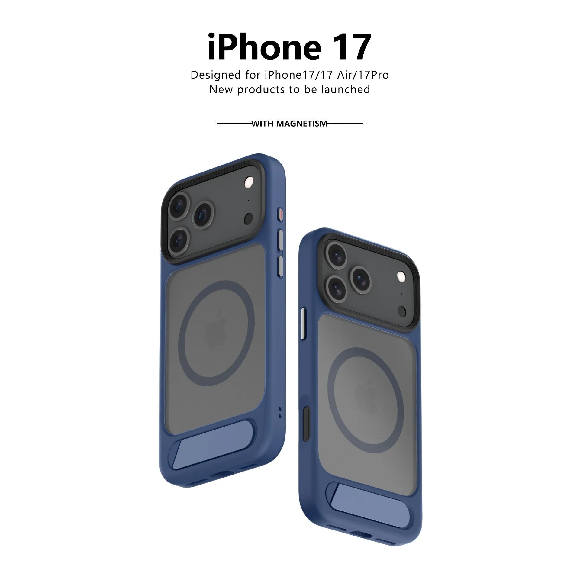 MagSafe Case for iPhone 17 - Blue Matte Shockproof Cover with Hidden Kickstand Kemu |Fashion Home Kitchen Beauty