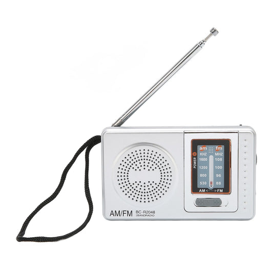 AM FM Radio Silver Gray Pocket Size AM FM Compact Simple Design AA Battery Powered Pocket Radio for Parents Grandparents Kemu |Fashion Home Kitchen Beauty