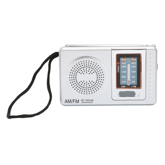 AM FM Radio Silver Gray Pocket Size AM FM Compact Simple Design AA Battery Powered Pocket Radio for Parents Grandparents Kemu |Fashion Home Kitchen Beauty