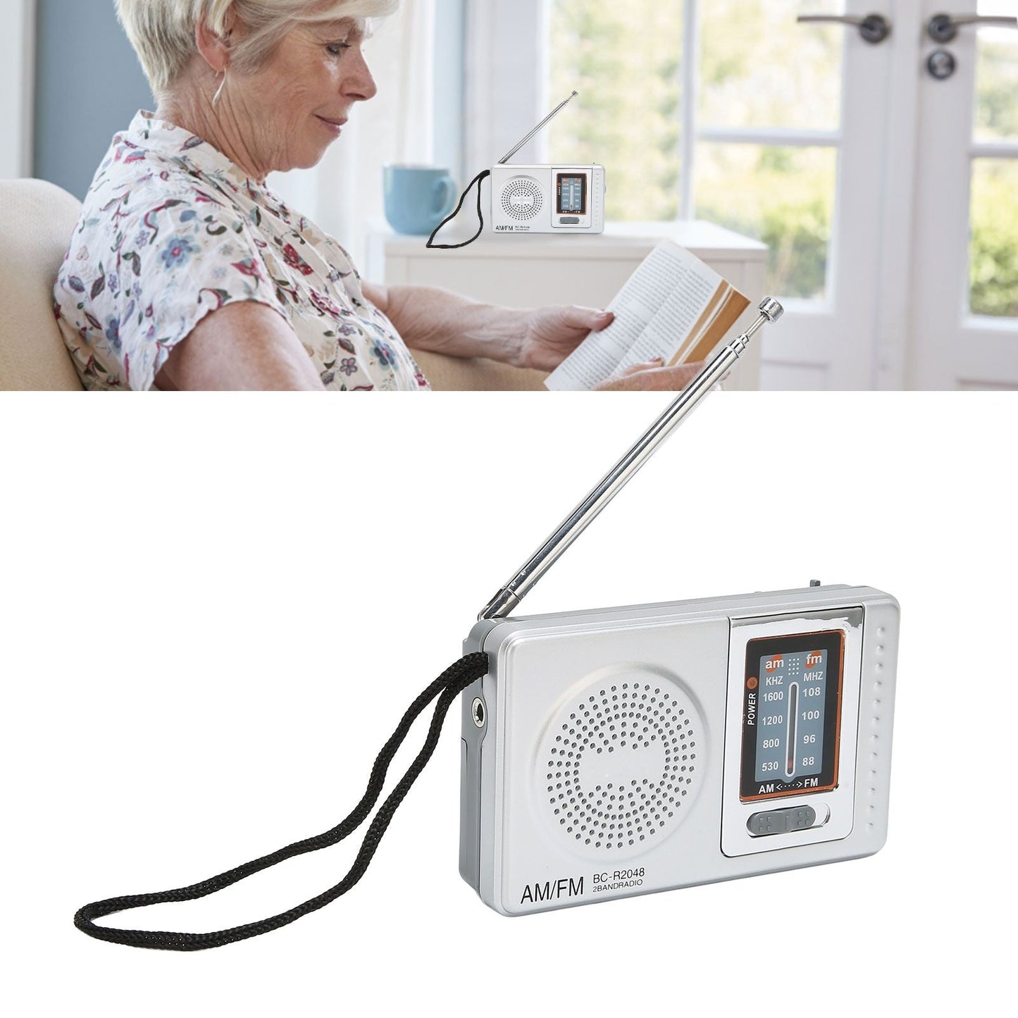 AM FM Radio Silver Gray Pocket Size AM FM Compact Simple Design AA Battery Powered Pocket Radio for Parents Grandparents Kemu |Fashion Home Kitchen Beauty