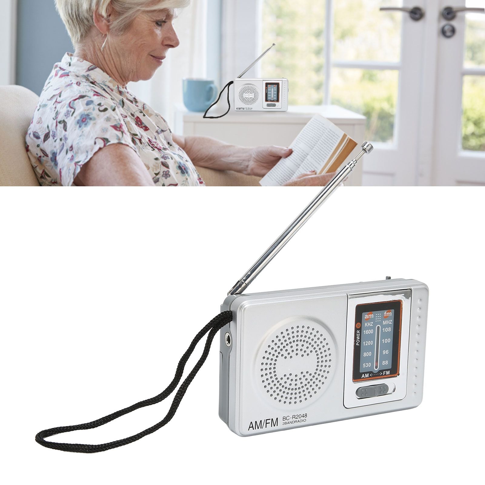 AM FM Radio Silver Gray Pocket Size AM FM Compact Simple Design AA Battery Powered Pocket Radio for Parents Grandparents Kemu |Fashion Home Kitchen Beauty