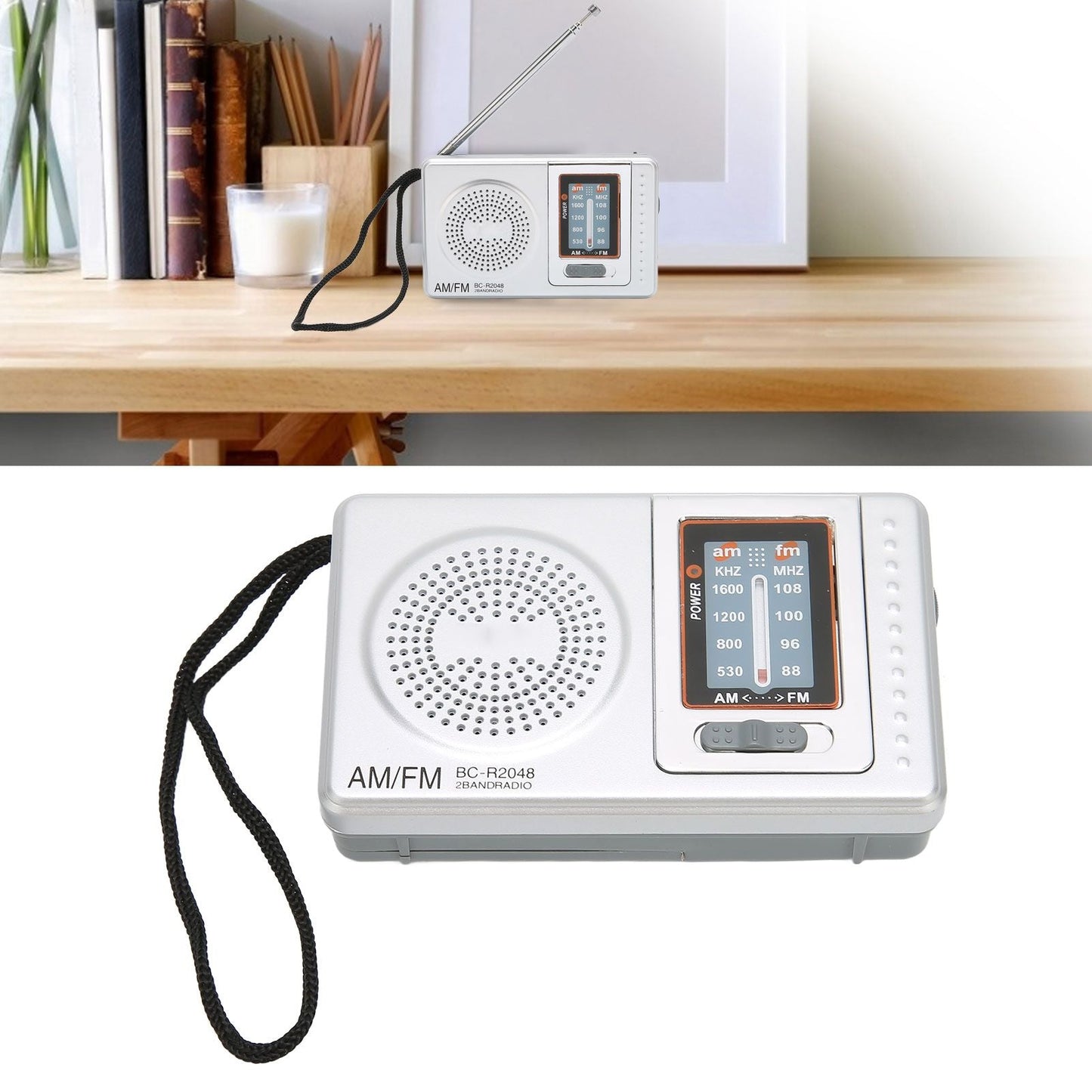AM FM Radio Silver Gray Pocket Size AM FM Compact Simple Design AA Battery Powered Pocket Radio for Parents Grandparents Kemu |Fashion Home Kitchen Beauty