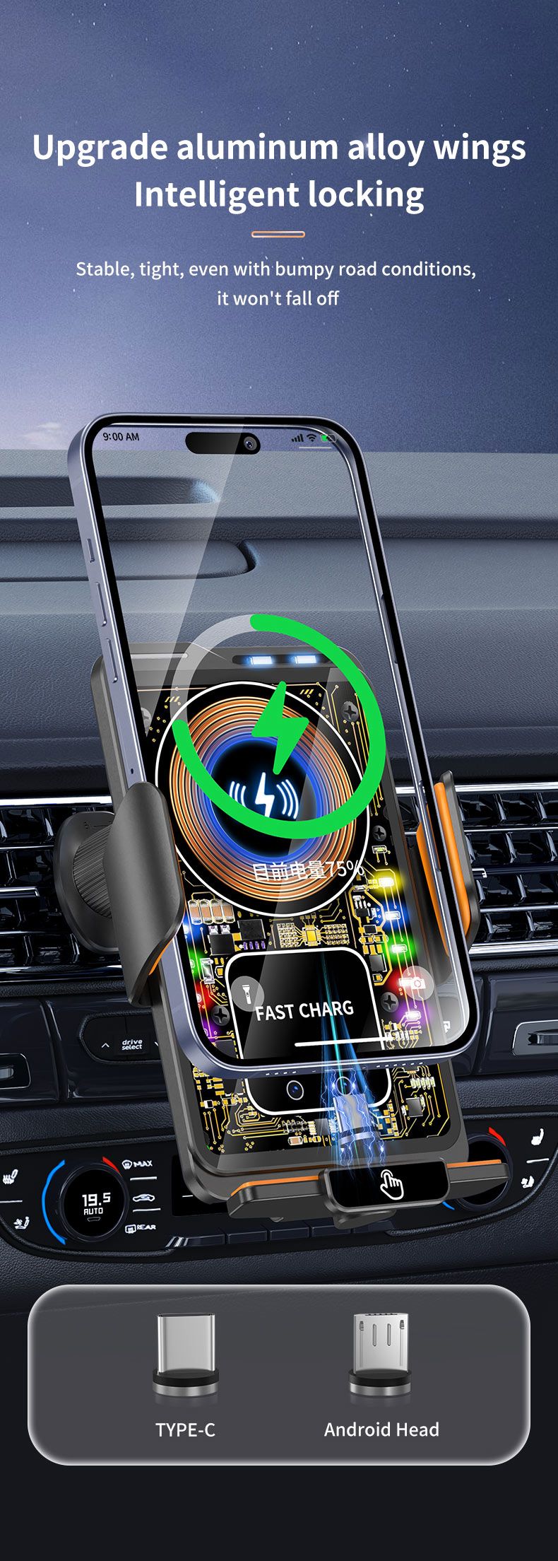 F1 Fast Wireless Car Charger Auto Sensor Phone Mount Holder，black Kemu |Fashion Home Kitchen Beauty