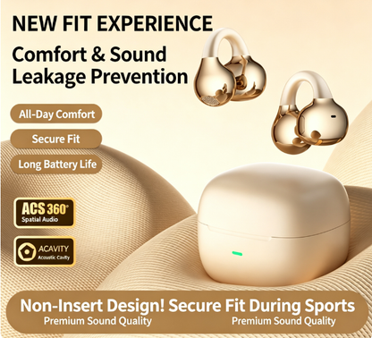 Y63 Zero Pressure Open Ear Wireless Earbuds Bluetooth 6.0 Heavy Bass Headphones，orange