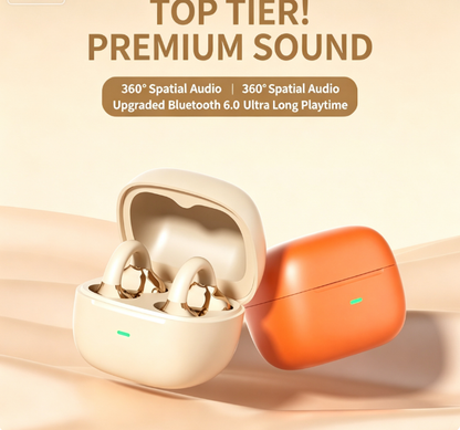 Y63 Zero Pressure Open Ear Wireless Earbuds Bluetooth 6.0 Heavy Bass Headphones，orange