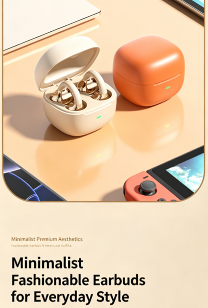 Y63 Zero Pressure Open Ear Wireless Earbuds Bluetooth 6.0 Heavy Bass Headphones，orange