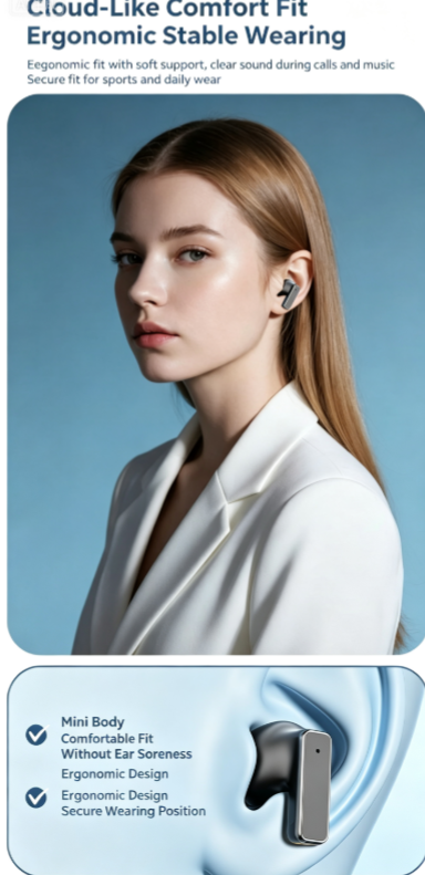 Y8 Bluetooth 6.0 Wireless Heavy Bass Earbuds ENC Noise Cancelling In Ear Headphones,black