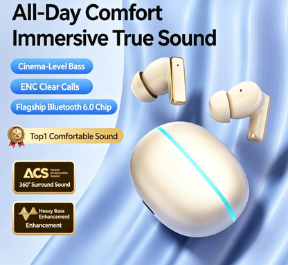 Y9 Wireless Bluetooth 6.0 Heavy Bass Earphones，white