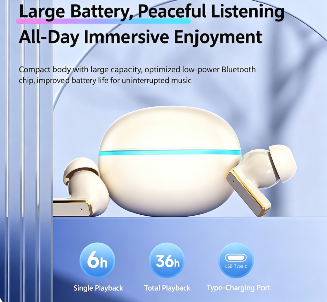 Y9 Wireless Bluetooth 6.0 Heavy Bass Earphones，white