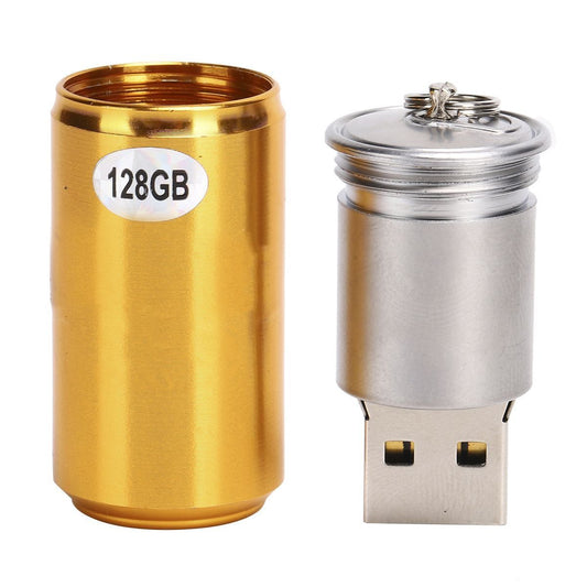 Unique Can Shaped U Disk Fashionable Portable USB Flash Drive Brass Yellow