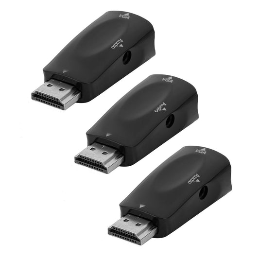 3 Sets HDMI Male to VGA Female Adapter 1080P Video Adapter with Audio Outpu