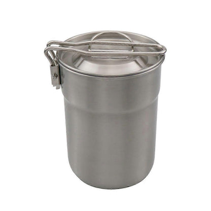 Camping Cup Stainless Steel Coffee Mug Portable Cooking Pot 1L with Lid Folding Handle for Camping Picnic Hiking Backpacking Kemu |Fashion Home Kitchen Beauty