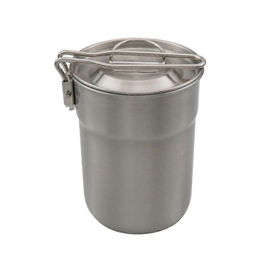 Camping Cup Stainless Steel Coffee Mug Portable Cooking Pot 1L with Lid Folding Handle for Camping Picnic Hiking Backpacking Kemu |Fashion Home Kitchen Beauty