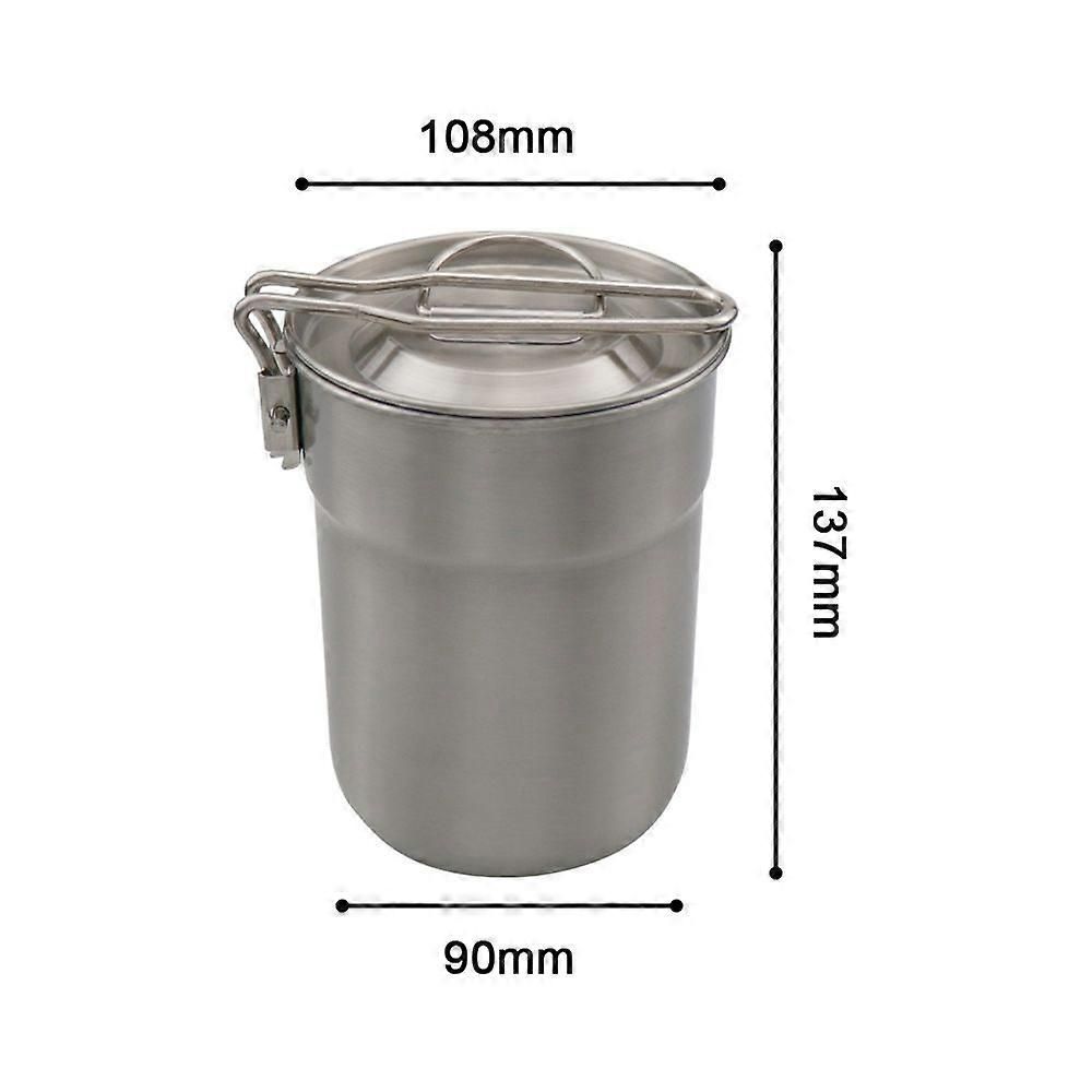 Camping Cup Stainless Steel Coffee Mug Portable Cooking Pot 1L with Lid Folding Handle for Camping Picnic Hiking Backpacking Kemu |Fashion Home Kitchen Beauty