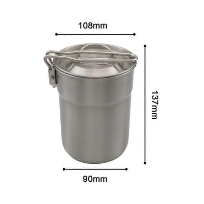 Camping Cup Stainless Steel Coffee Mug Portable Cooking Pot 1L with Lid Folding Handle for Camping Picnic Hiking Backpacking Kemu |Fashion Home Kitchen Beauty