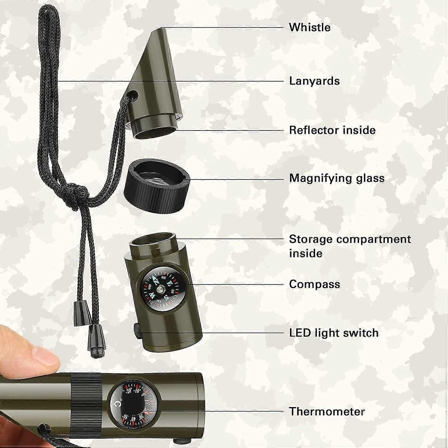Camping Survival Kit with Lanyard Emergency Compass Safety Whistle Emergency Whistle Kid Survival Kit Outdoor Multi Function Tool for Camping Hiking Kemu |Fashion Home Kitchen Beauty