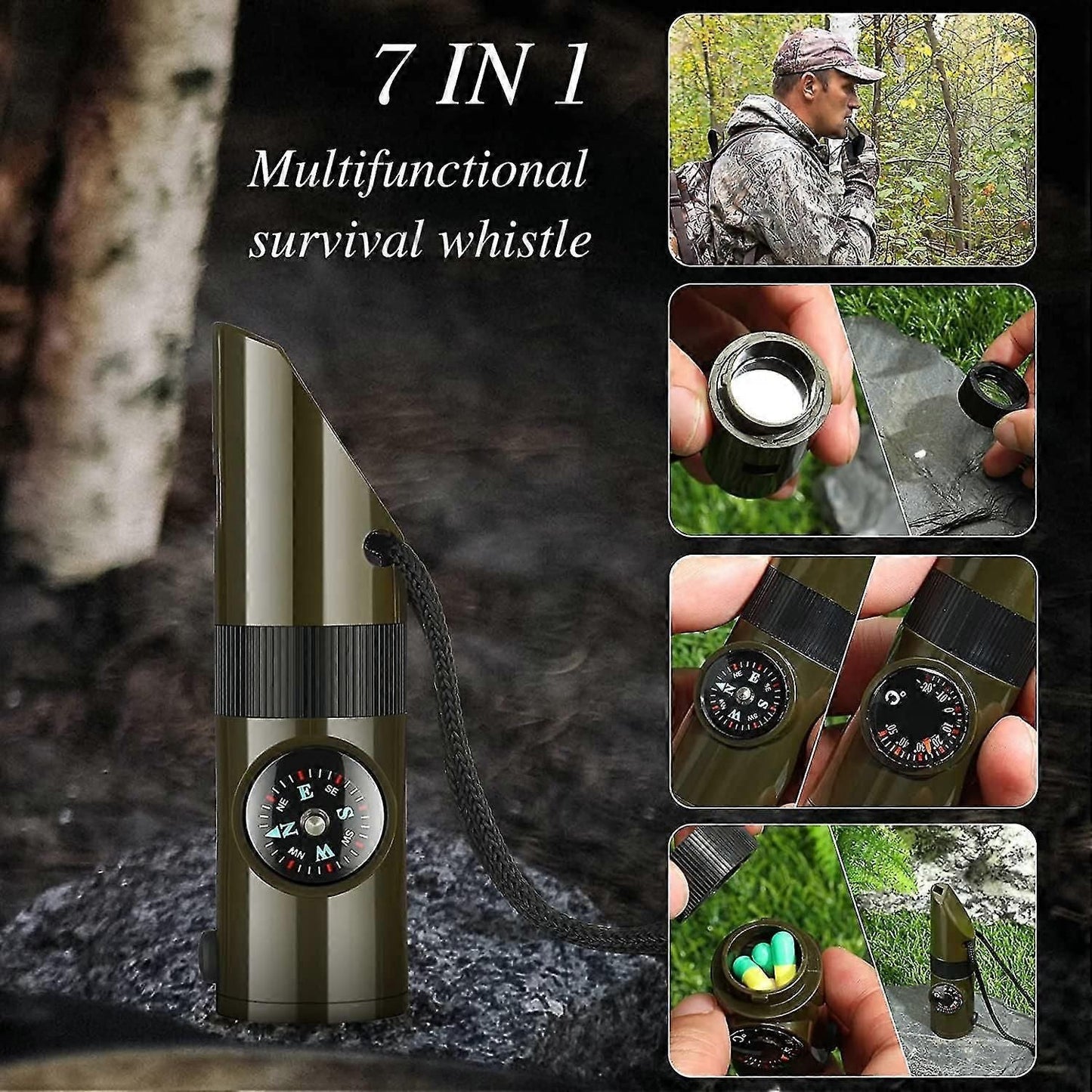 Camping Survival Kit with Lanyard Emergency Compass Safety Whistle Emergency Whistle Kid Survival Kit Outdoor Multi Function Tool for Camping Hiking Kemu |Fashion Home Kitchen Beauty