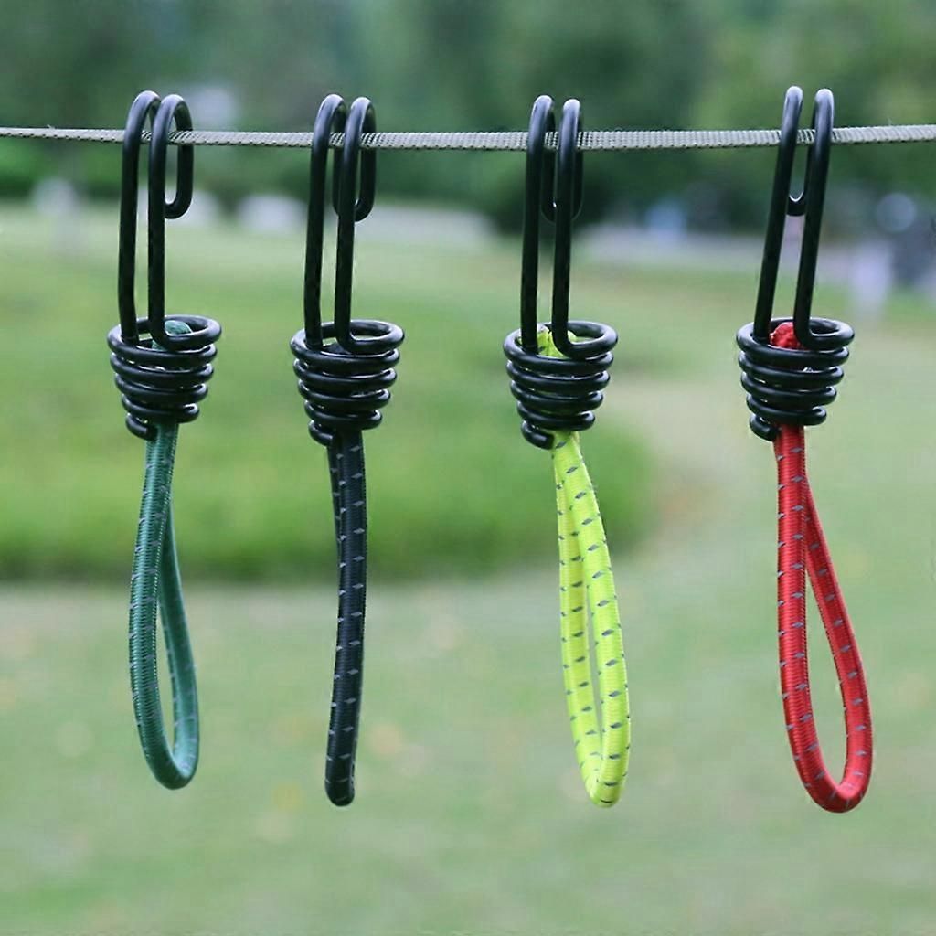10Pcs Tent Stretch Strap Set Bungee Cords Set with Hooks, Metal Shock Cord Hook - Black Kemu |Fashion Home Kitchen Beauty