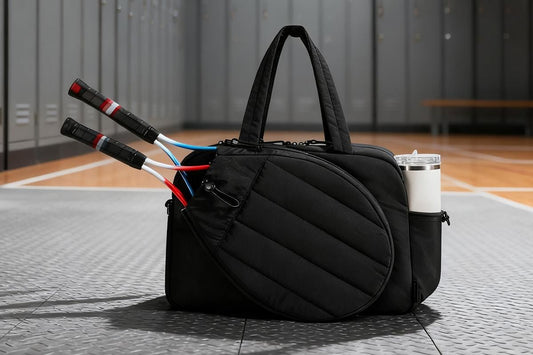 Womens Tennis Gym Bag Sports Tote Fits Two Rackets with Shoe Compartment - Black Kemu |Fashion Home Kitchen Beauty