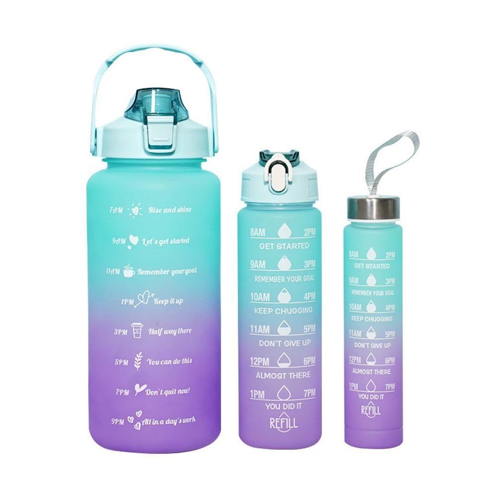 3-Piece Set Gradual-Color Motivational Water Bottles Set Sports Drinking Bottle with Time Markings Orange Kemu |Fashion Home Kitchen Beauty