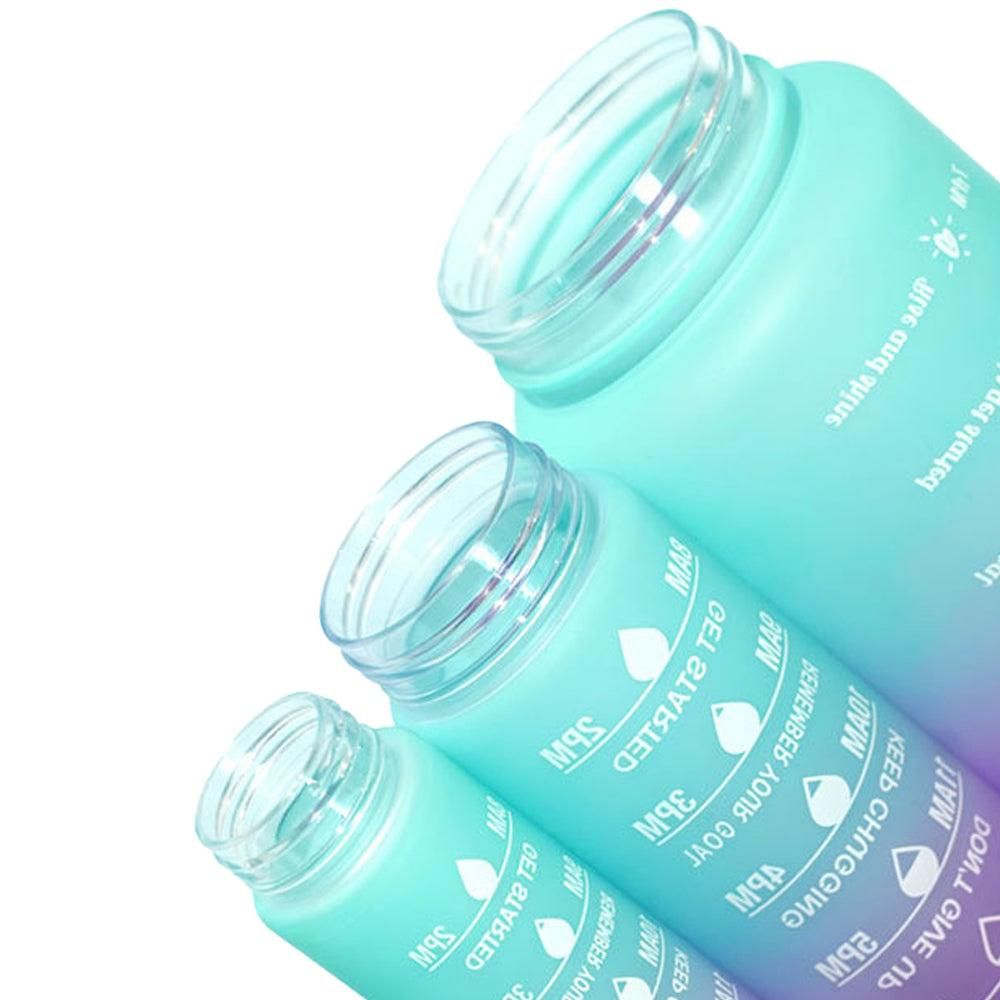 3-Piece Set Gradual-Color Motivational Water Bottles Set Sports Drinking Bottle with Time Markings Purple Kemu |Fashion Home Kitchen Beauty