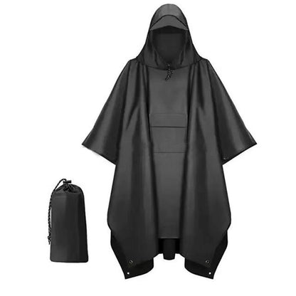 3 in 1 Portable Rain Poncho Waterproof Lightweight Emergency Raincoat with Pocket - Black Kemu |Fashion Home Kitchen Beauty